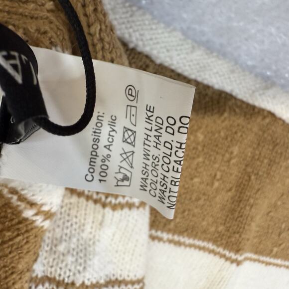 Zaful Striped Sweater Crop Top Khaki Tan & Off White Cropped loose Size Large - Picture 3 of 8